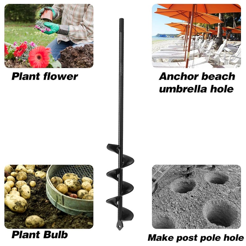Ruooson Auger Drill Bit for Planting 1.9X14.5 in Garden AugerSpiral Easy Planter Rapid Planter Plant for 3/8" Hex Drive <1Pcs>. (1.9x14.5 in) - Image 5